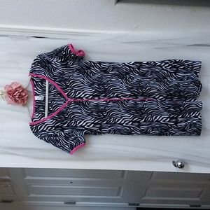 🦓 Bobbie Brooks XL Loungewear Plush Zebra Print Pink/Fuchsia Trim Robe Zipper